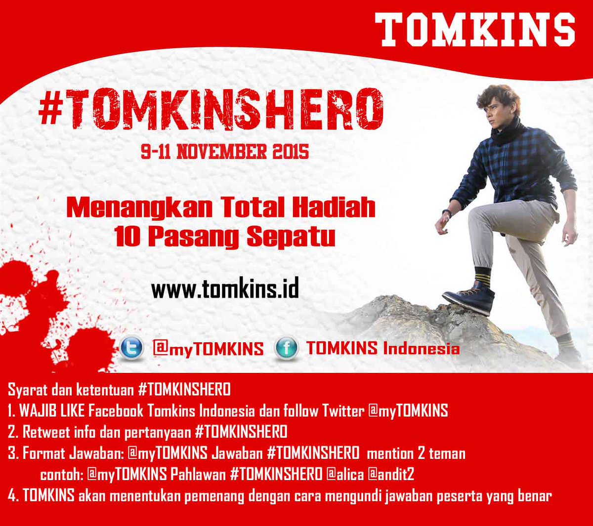 myTOMKINS's tweet photo. #TOMKINSHERO.
Tomkiners bisa ikutan di Facebook fanpage TOMKINS atau mention jawaban ke Twitter @myTOMKINS. https://t.co/OJhEYp50mV