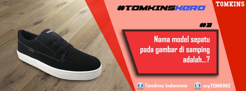 myTOMKINS's tweet photo. #TOMKINSHERO
Jawab pertanyaan pada gambar dan menangkan hadiah spesial 3 pasang sepatu TOMKINS. https://t.co/7ModwsLN1A
