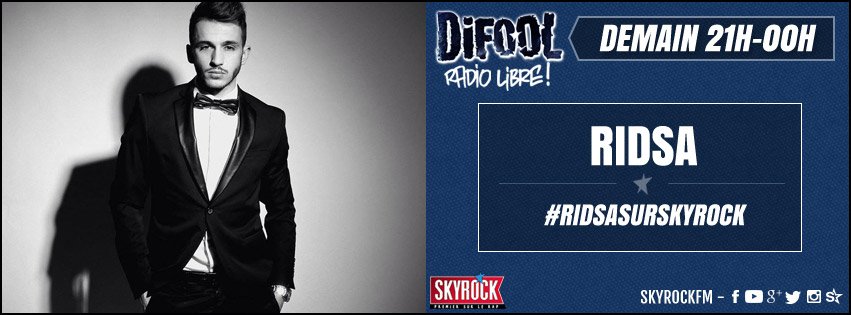 SkyrockFM's tweet photo. 👍› Difool reçoit @Ridsa_Officiel demain soir en direct dans la #RadioLibre ⇢https://t.co/2IHCaFJp7m #RidsaSurSkyrock https://t.co/7m2pf1iBhi