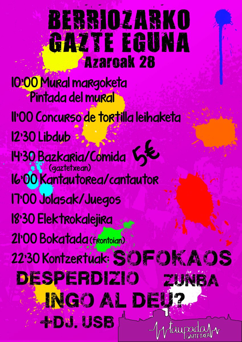 Berriozarkogazt's tweet photo. Hemen da Berriozarko gazte eguna 2015! https://t.co/yxAqncU8cJ