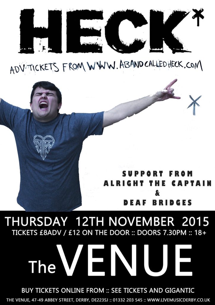 buttonpusherdiy's tweet photo. Derby this is happening at the Venue on Thursday @abandcalledHECK @Alrightthecapn @deafbridges #derbyuk #livemusic https://t.co/u57coha0Fn
