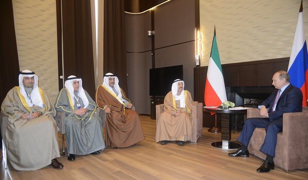 Almajlliss's tweet photo. سمو الأمير والوزراء صباح الخالد وخالد الجراح وأنس الصالح في مباحثات مع الرئيس الروسي فلاديمير بوتين. https://t.co/xql9ApMtu6