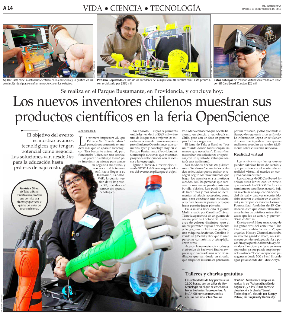 VCT_ElMercurio's tweet photo. Innovación hecha por jóvenes chilenos destaca en muestra OpenScience en Parque Bustamante. https://t.co/OzFS61bWV9 https://t.co/CesNuFthen