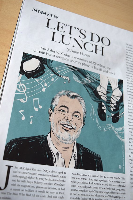 oneillustration's tweet photo. The man behind @Riverdance for this month's @TheGlossMag @McColganJohn #Eurovision94 #IrishPride https://t.co/a2ULjSt6Fx