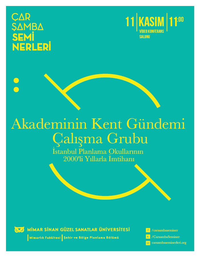 CarsambaSeminer's tweet photo. 11 Kasım Çarşamba Semineri: "İstanbul Planlama Okullarının 2000'li Yıllarla İmtihanı"

bkz. https://t.co/56uEYZnX4X https://t.co/RLsHukE3f0