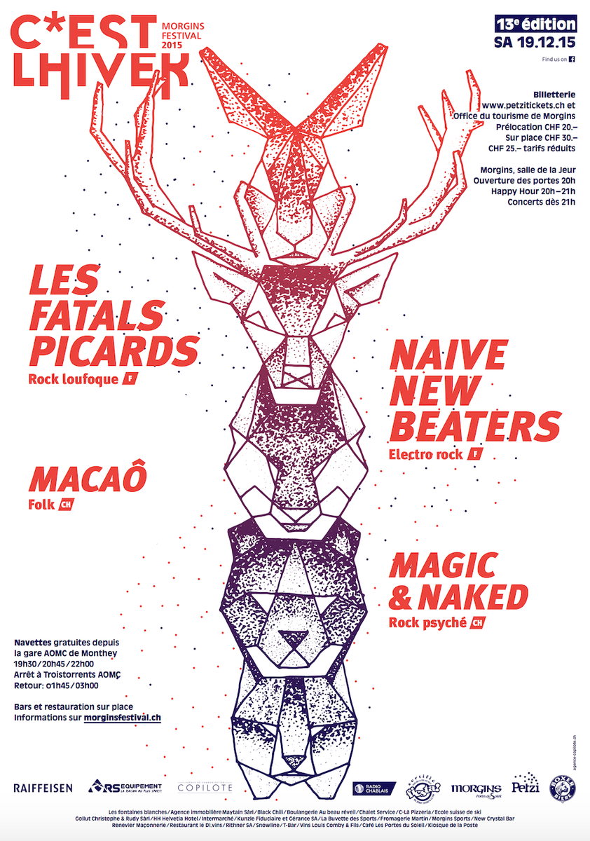 MorginsFestival's tweet photo. LA PROG! RDV le 19 décembre à #Morgins! @FatalsPicards @naivenewbeaters #Macaô #MagicandNaked #lesportesdusoleil https://t.co/5R9CQFDYvM