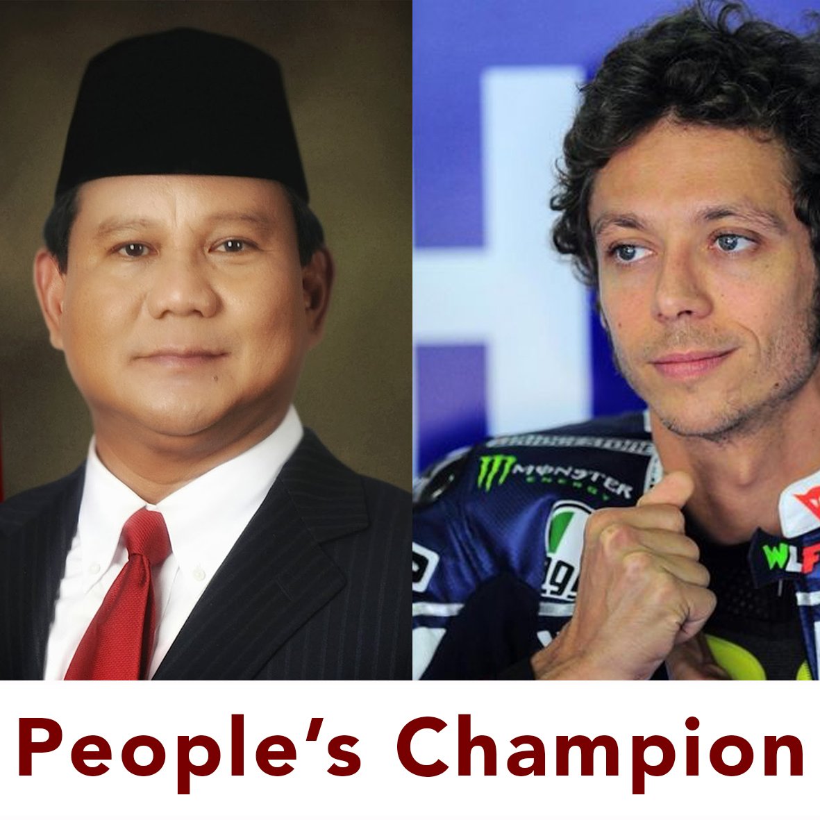 Dua-duanya berusaha keras, namun dikalahkan secara curang. #PeopleChampion <a href="/Prabowo/">Prabowo Subianto</a> #ValentinoRossi