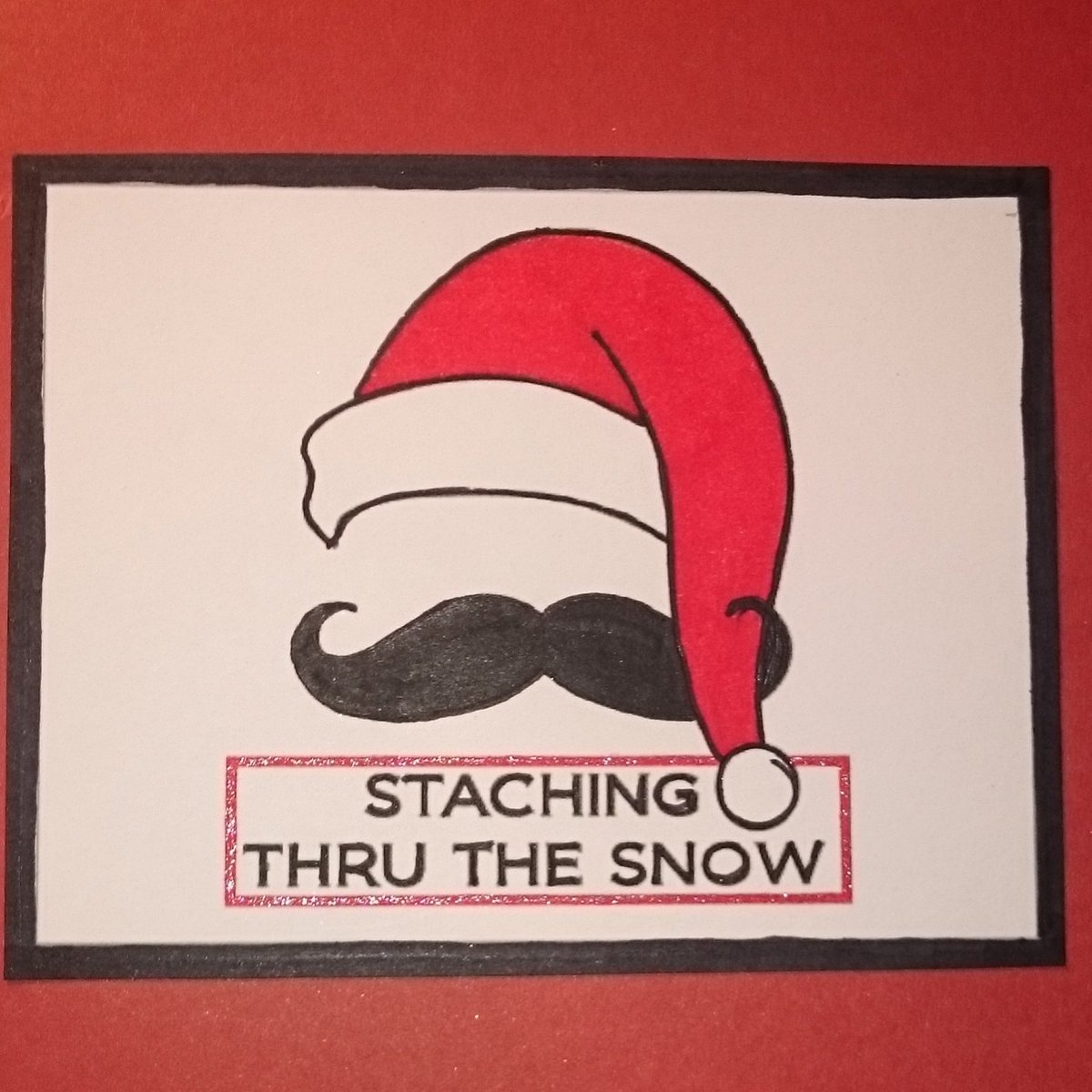 VixxenCards's tweet photo. Stashing through the snow card avaliable at https://t.co/feef0KJh6r #moustache #Christmas #santa #santahat https://t.co/x8baaaKLwm