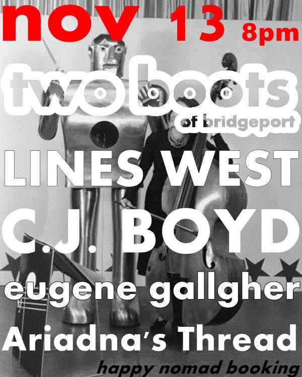 theugene's tweet photo. This FRIDAY THE 13TH... will be a night of interesting music #cjboyd @TwoBootsBpt @lineswestband @seanpadilla https://t.co/7PdvlSVicj