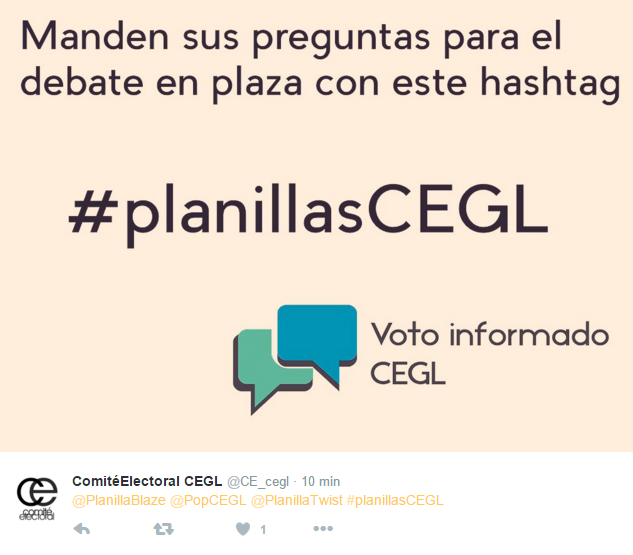 PopCEGL's tweet photo. Chicoos, manden sus preguntas por Twitter al hashtag #planillasCEGL e indiquen para que planilla es la pregunta👍 https://t.co/uVZiwpQJNZ