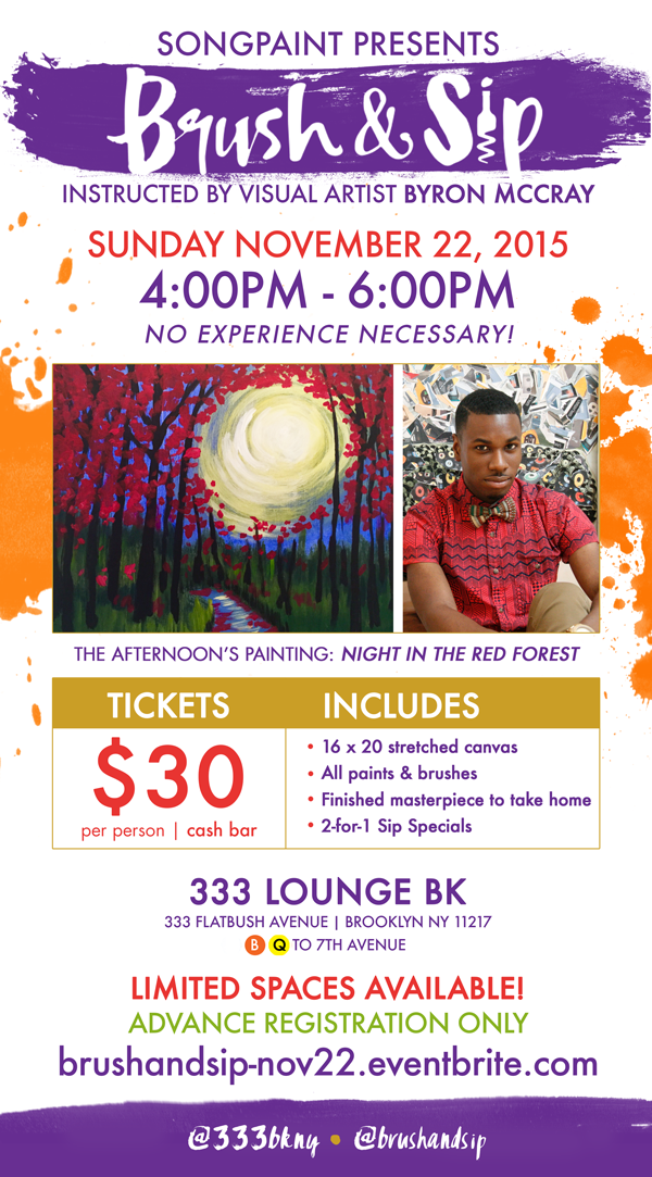 brushandsip's tweet photo. BRUSH &amp; SIP with your squad at 333 LOUNGE BK - NOV 22; 4PM-6PM! Tickets on Sale Now! https://t.co/tM1JwvcNOF https://t.co/LGiVKAIvmu