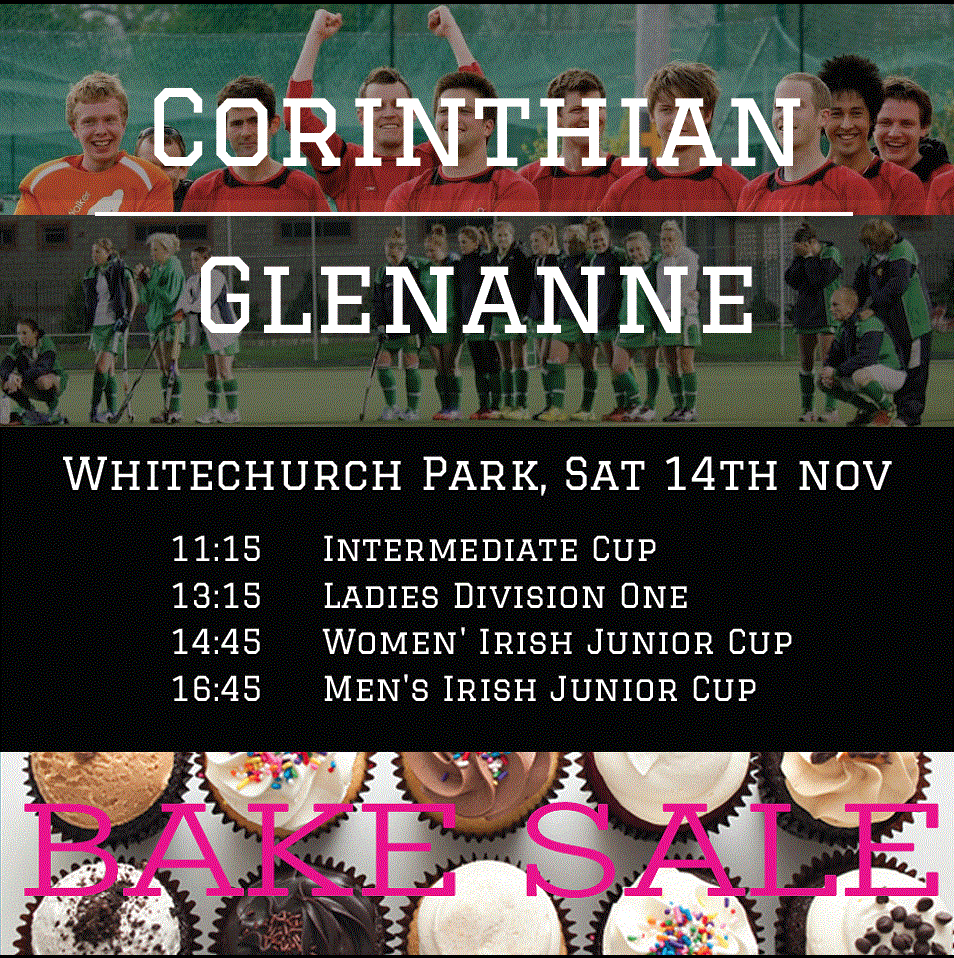 CorinthiansHock's tweet photo. Massive Saturday in Whitechurch Park for CHC &amp; @Glenannesc. Come up support &amp; have some cookies #RedvGreen #IJC #yum https://t.co/8v0i2rAG4H