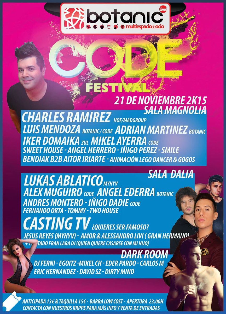 SoyAnbrok's tweet image. ¡Este sábado 21 de Noviembre pincharé en @botanicdisco con @codeventsoff! #CodeFest #CastingTV #Famosos #AreÜReady?