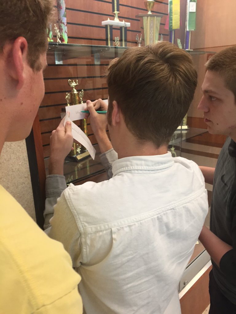 teach_johnson's tweet photo. Students using inverse functions to break codes through competitive scavenger hunt. @loriharlinhayne. #calculusfun https://t.co/QyE24rD993