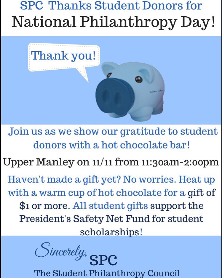 SPCgiving's tweet photo. Grab a cup of hot chocolate and make an impact! Tomorrow in Upper Manley 11-2 #SincerelySPC π https://t.co/LUHchtSnB9