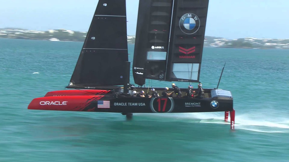 OracleTeamUSA's tweet photo. #OracleTeamUSA on the #AC45 sail "wing" in this #TechTuesday video w/ @Fresh_OTUSA &amp; @Airbus https://t.co/qYYS46h8so https://t.co/7NqOw4E3s8