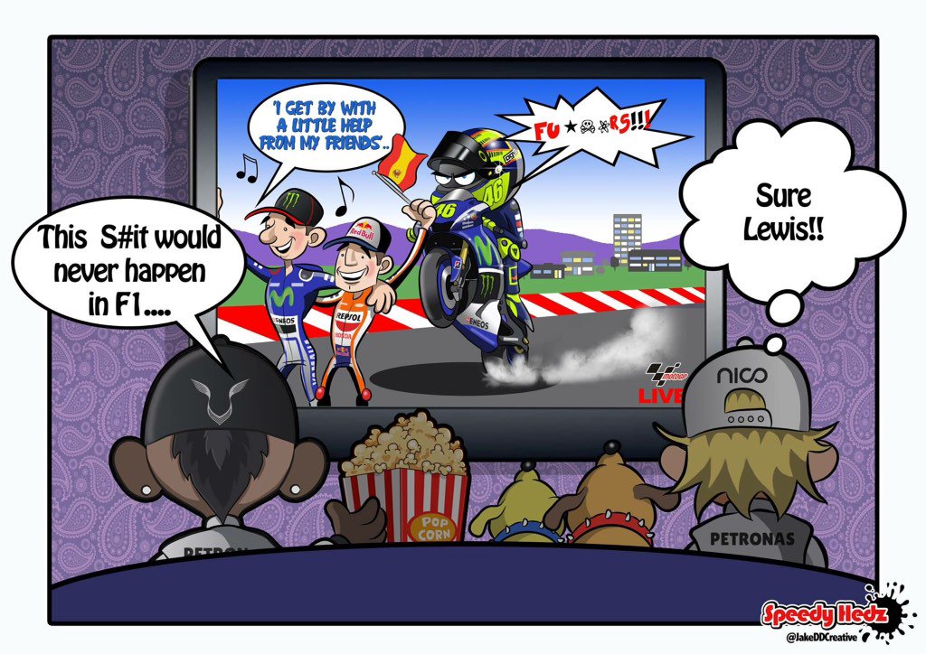 JakeDDCreative's tweet photo. 'Troubled Team mates' @SkyF1 @Sky_Tanja @NataliePinkham @CroftyF1 #F1 #MotoGP #Doh! #Vale46 #TeamMates #SkyF1 https://t.co/hBcFHV0Jbc