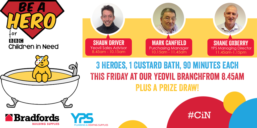 Bradfords_Build's tweet photo. Big thanks to @MortimersBakery &amp; @TaviBathrooms in supporting our @BBCCiN event this Friday in Yeovil. #CiN #Custard https://t.co/FqvZM3Gytv
