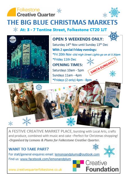 BigBlueMarket's tweet photo. OPENING THIS SAT FOR 5 W/ENDS! @fstoneherald @Quarterhouse_UK @folkstatus @FstoneHbourArm @CQ_folkestone @WOinKent https://t.co/gDP5xc0ysf