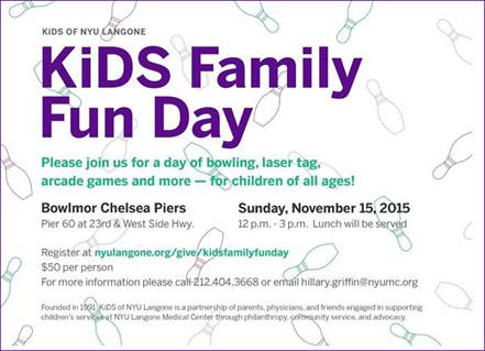 Join NYU Langone 11/15 for our KiDS Family Fun Day at Chelsea Piers! Info &amp; tickets: buff.ly/1lfPkfI
