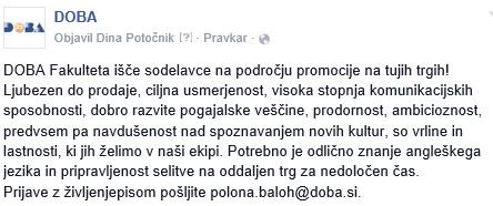 doba_tw's tweet photo. Iščemo nove sodelavce za delo na tujih trgih. Ste za nov izziv? https://t.co/yZVIsyRwHL