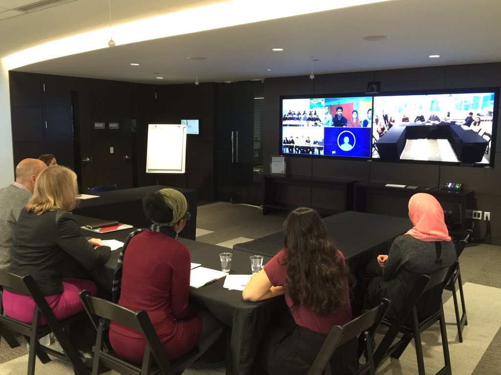 PolyCompany's tweet photo. .@YouthBridgeNY teens connect with students in Pakistan, Jordan and Thailand #PowerofVideo #PolycomGives #WPOTF https://t.co/8zZN0UJqYu