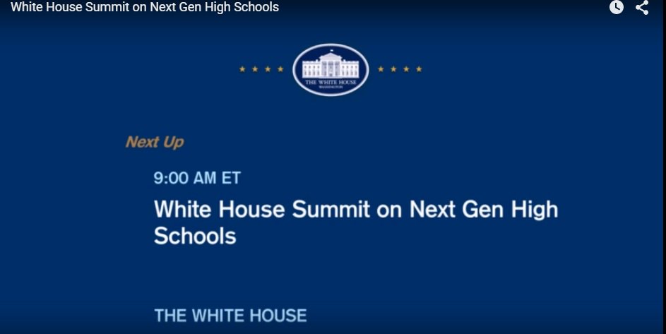 WHROEducation's tweet photo. On now: @WhiteHouse Summit on #NextGenHS. Watch https://t.co/C72QdWgZu9 Follow for updates. #AmGrad #WHROAmGrad https://t.co/YUiTY0nVq0