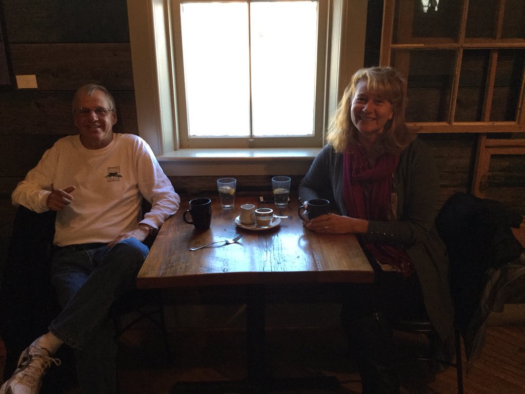 TimelessCafBake's tweet photo. Ginni and Perry having their morning coffee with us :) #KWAwesome #cafe #timelesscafe #coffee #regulars https://t.co/nOPzA28qdE