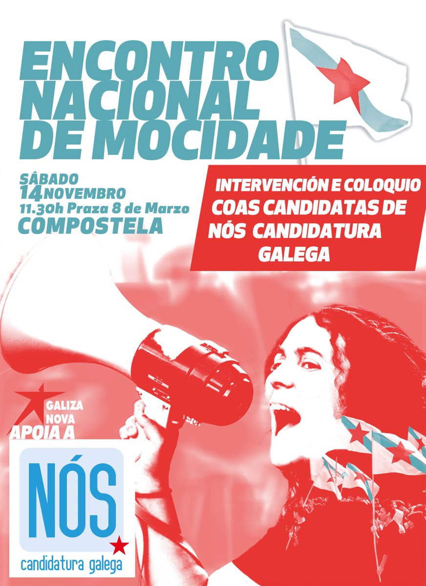 galizanova's tweet photo. Este sábado 14 agardámoste no encontro nacional de mocidade coas persoas mozas e as cabeza de lista de @noscgalega https://t.co/o6DrN39qhy