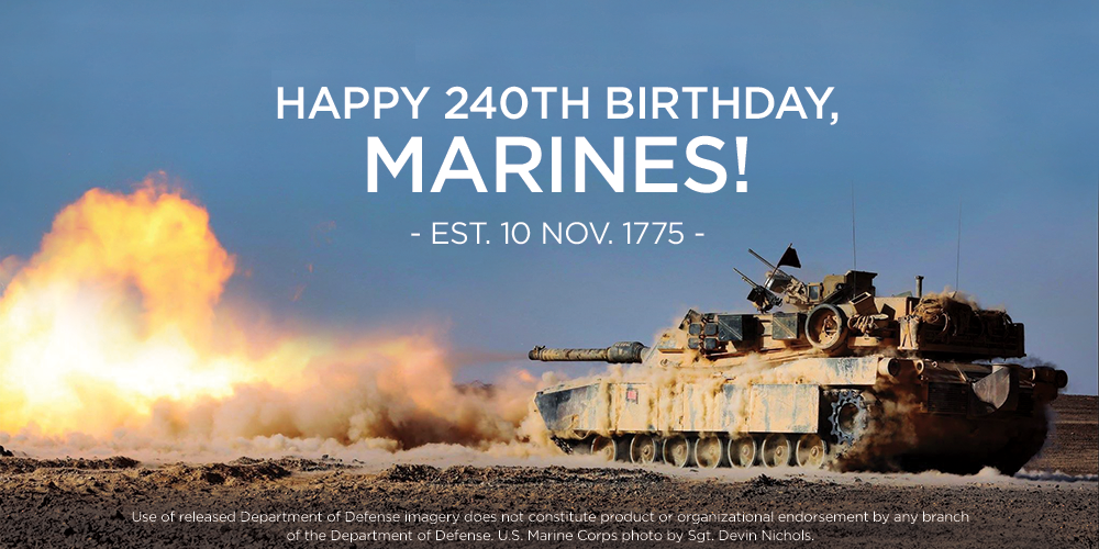 NavyFederal's tweet photo. Happy Birthday @USMC! Thank you for 240 years of service. #OORAH https://t.co/zHaKmmIU50