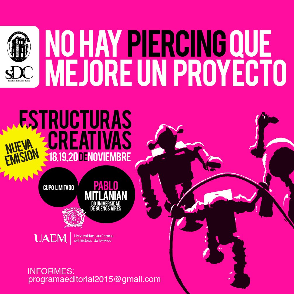 EditorialUAEMEX's tweet image. ¡Nos da mucho gusto compartirles que hay nuevas fechas para el &quot;Taller de estructuras creativas&quot;!