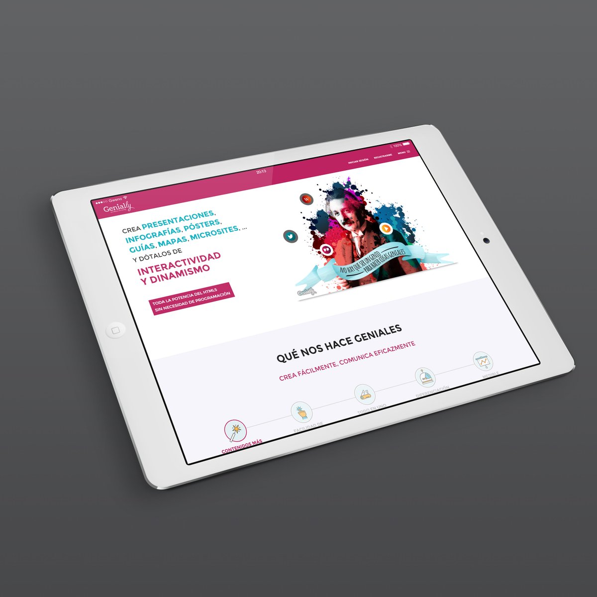 genially_es's tweet photo. #NoticiasGeniales, ¡Genially ya funciona en tablets y dispositivos táctiles! 📱 #DoItGenially https://t.co/T0vhO5iKgk