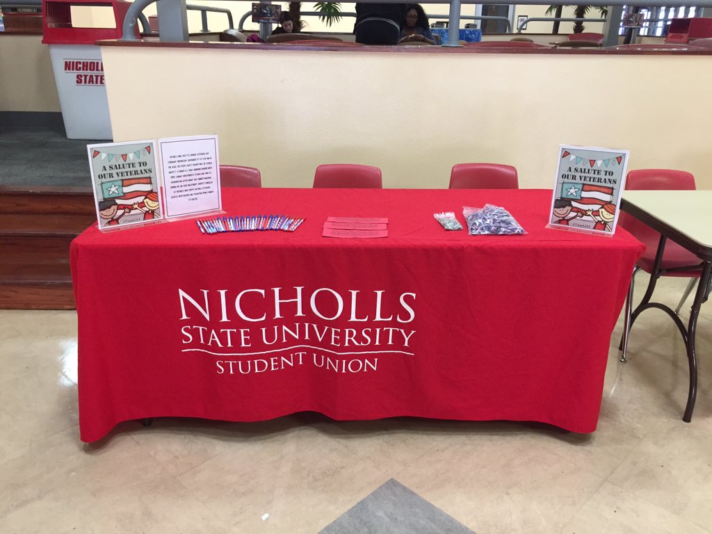NichollsUnion's tweet photo. COME OUT TOMORROW NOV. 11th at 11:30AM FOR NICHOLLS STATE ANNUAL VETERANS DAY CEREMONY.🇺🇸come see us for more info. https://t.co/xXy1Xrwvsm