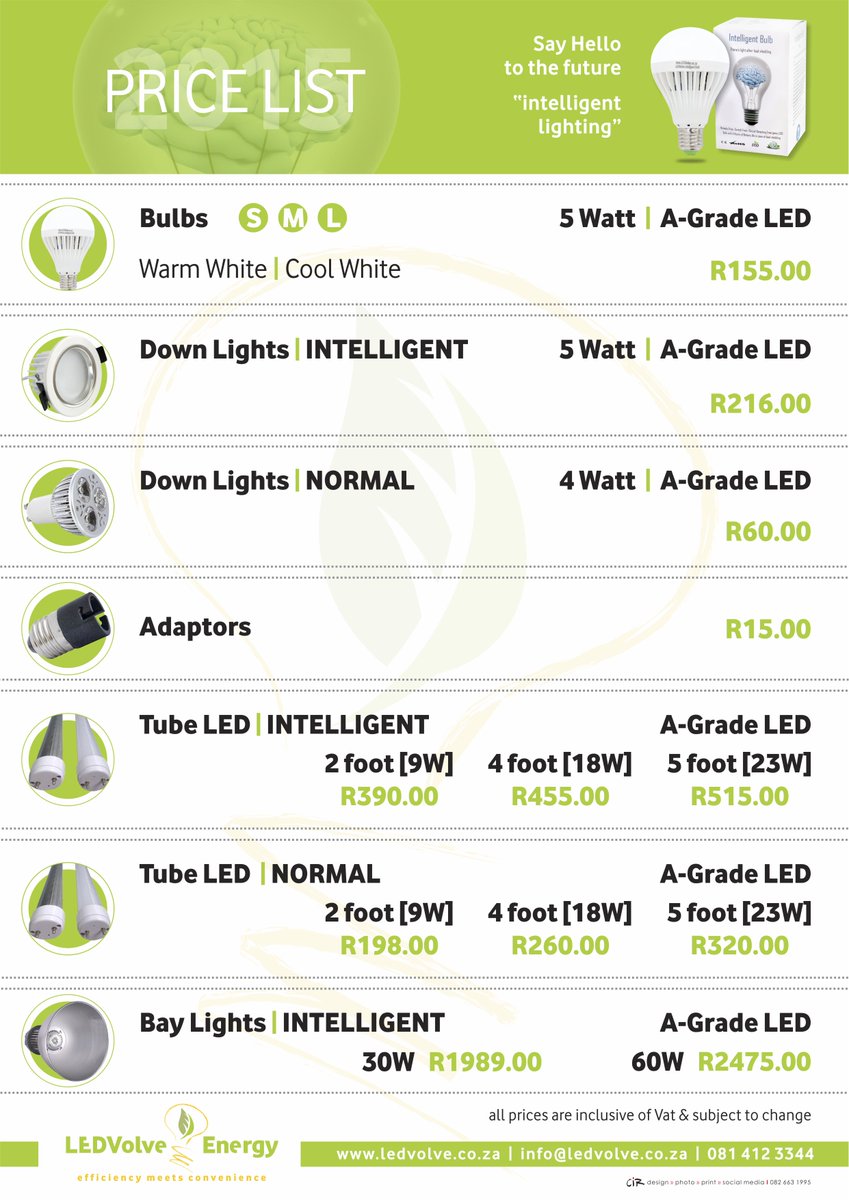 LEDVolve's tweet photo. LEDVolve | PRICE LIST [2015] 
#LEDVolve #IntelligentBulb #lightbulb #LightingSolutions #pricelist #cirobertson https://t.co/4iJXPlkgz1