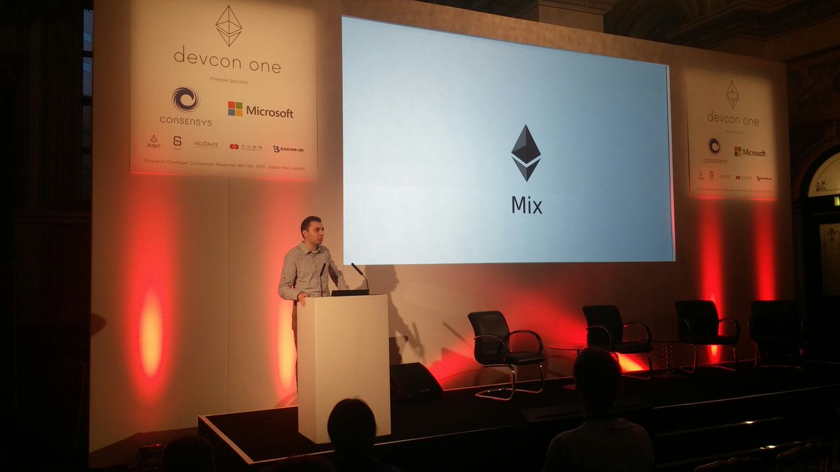 Arkadiy Paronyan presenting the new Mix #devcon1 #blockchain #ide