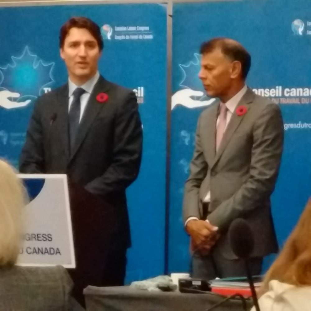 prezjoan's tweet photo. CLC Trudeau inspires hope among labour leaders. I'm impressed and hopeful for our future. New beginning! https://t.co/1jCkIG8JbR
