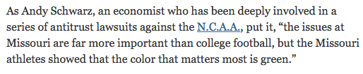 Fanpay's tweet image. "College Athletes’ Potential Realized in Missouri Resignations" - great quote from @andyhre nytimes.com/2015/11/10/spo…