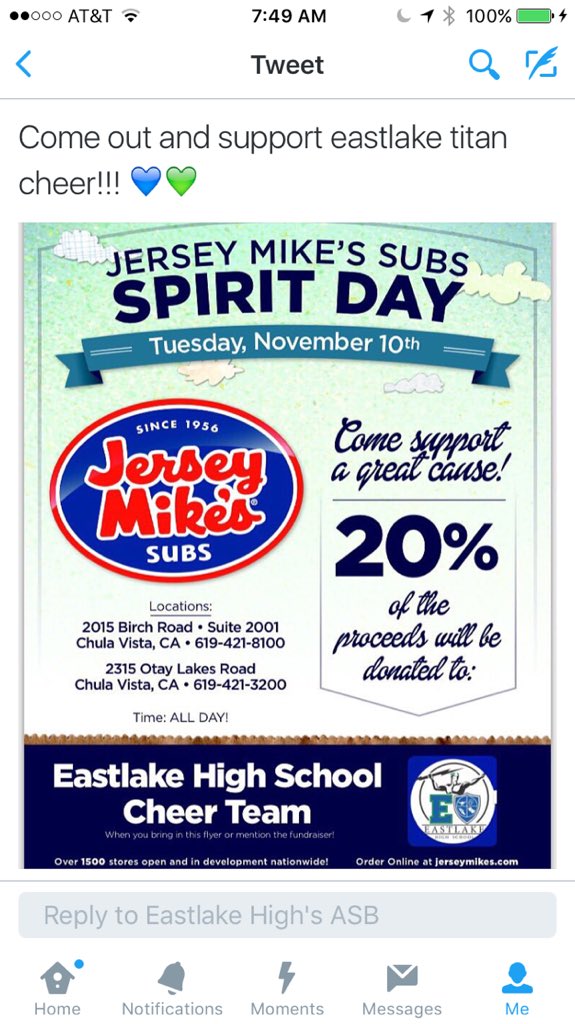 Go support cheer at Jersey Mikes!!! :-)