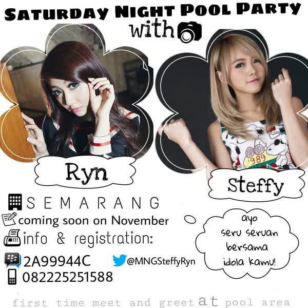 Yuk ikutan <a href="/MnGSteffyRyn/">Meet&GreetSteffyRyn</a> <a href="/Steffy_ai/">Stefanny Margaretha |</a> <a href="/7essycaAuryn/">Jessyca Auryn</a> di Semarang. Info lbih lanjut hubungi CP! Buruan daftarkan dirimu!