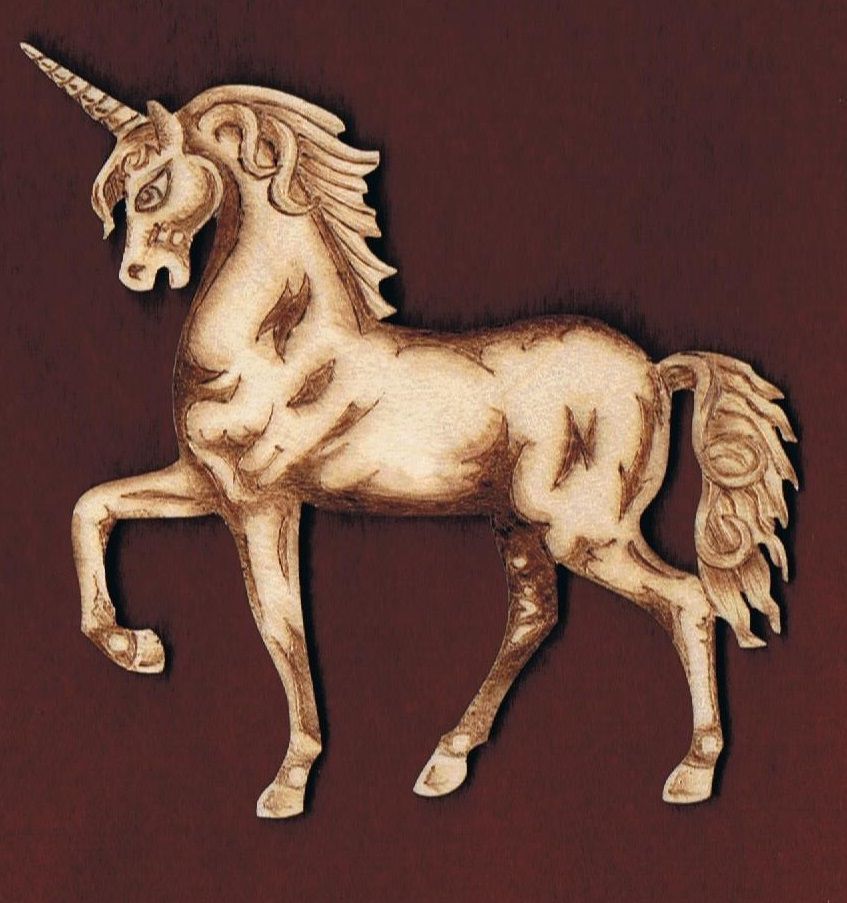 Hand Pyrographed Wooden Unicorn Fridge Magnet by <a href="/ZenPyrographer/">Graham Pearce</a> ebay.co.uk/itm/Hand-Pyrog… 100% Proceeds to <a href="/BBCCiN/">BBC Children in Need</a>