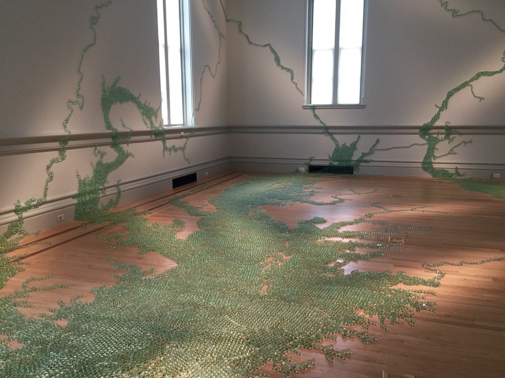 smithsonian's tweet image. Maya Lin's "Folding the Chesapeake" imagines the Chesapeake Bay watershed in marbles, based on satellite data