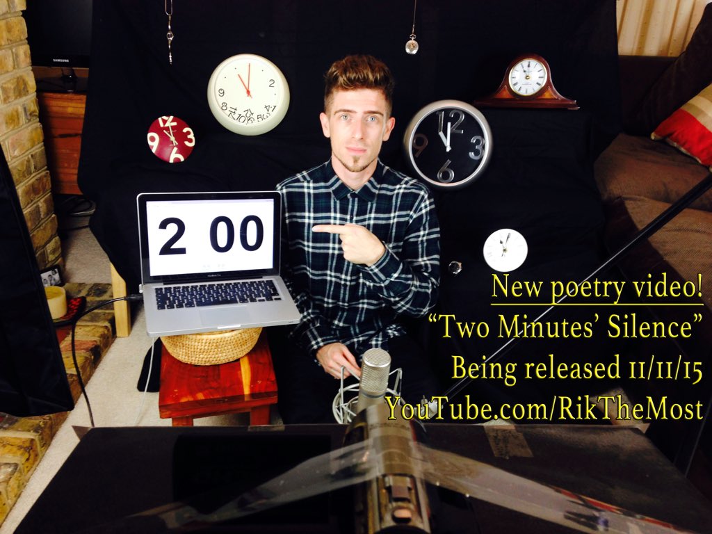 New poetry video by <a href="/RikTheMost/">Rikki Livermore</a> being released tomorrow! "Two Minutes' Silence". Subscribe youtube.com/RikTheMost