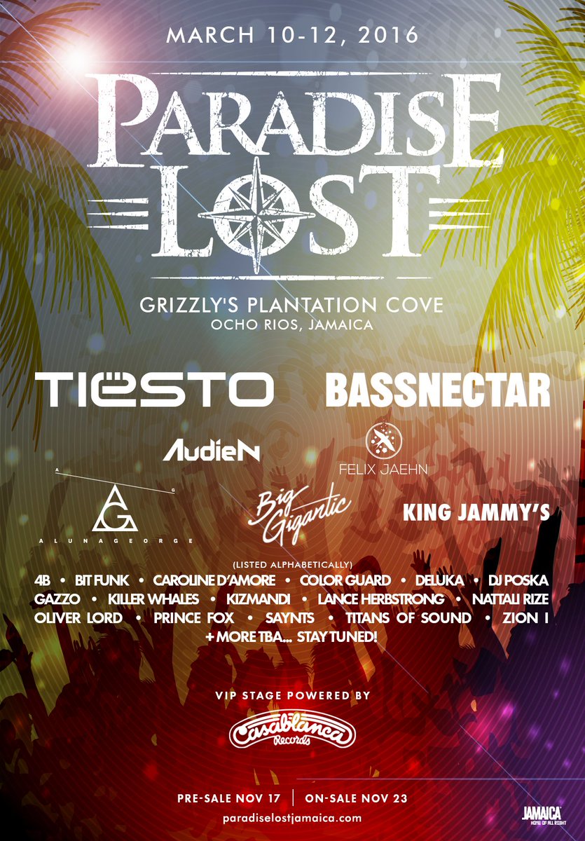 paradiselostjam's tweet photo. #EDM is going back to its roots. #ParadiseLost2016 in #Jamaica 🌴@tiesto, @bassnectar &amp; more! https://t.co/5JDIVQGJ4t https://t.co/7ovPGQZC4W