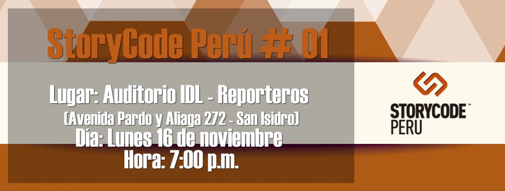 StorycodePE's tweet photo. ¡Bienvenidos a la comunidad StoryCode Perú! Nuestro primer evento: StoryCode Peru #01 → https://t.co/CvPnh6UelS https://t.co/Xs2IX7xZRD