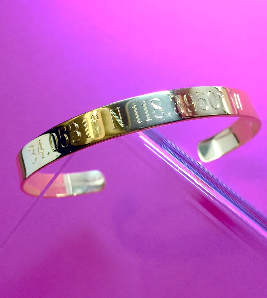 Zoelevjewelry's tweet photo. Seriously obsessed with this coordinates engraved cuff🔥 #coordinatesbracelet #gpscoordinates #LettersbyZoe https://t.co/rHyFivExmy