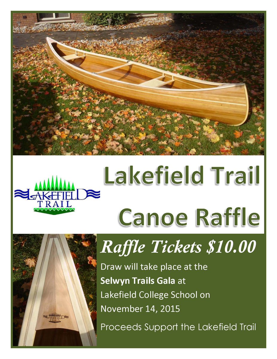 The Trails Gala may be sold out but you can still buy canoe raffle tix <a href="/HappenstanceBY/">Happenstance </a> in <a href="/LakefieldON/">Lakefield ON</a> until Friday!