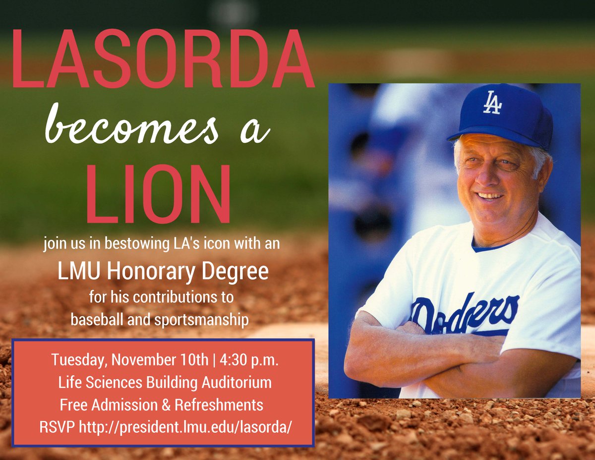 lmulions's tweet image. Tommy Lasorda becomes a Lion! earning Honorary Degree today at 4:30 pm in Life Sciences Buidling. Free admission.