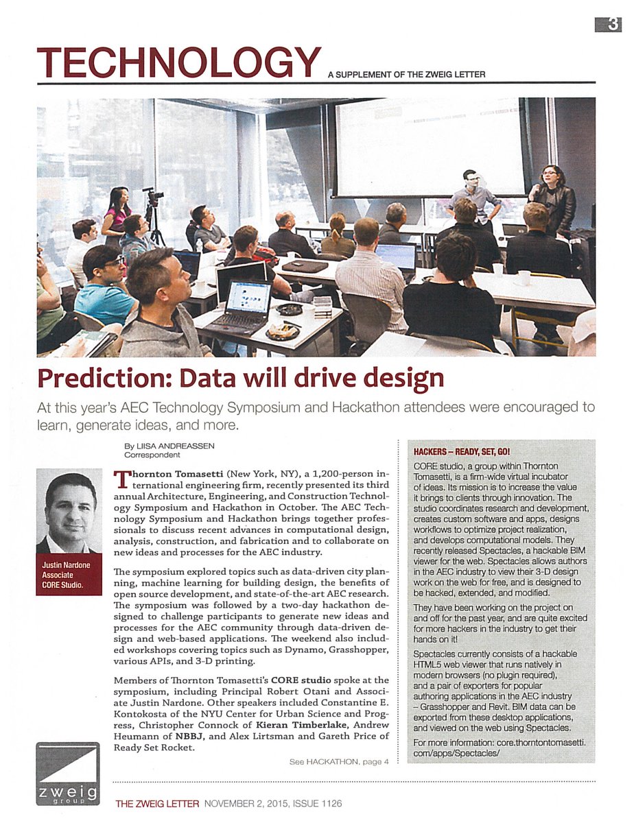 The latest edition of the <a href="/ZweigLetter/">The Zweig Letter</a> featured a recap of the <a href="/TT_CORE/">CORE studio</a> AEC Technology Symposium and Hackathon.