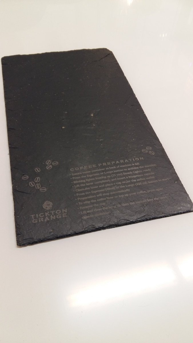DerwentSlate's tweet photo. Great coffee machine mats for Tickton grange hotel rooms great for @tassimo machine https://t.co/XQ7Lxn7wG6