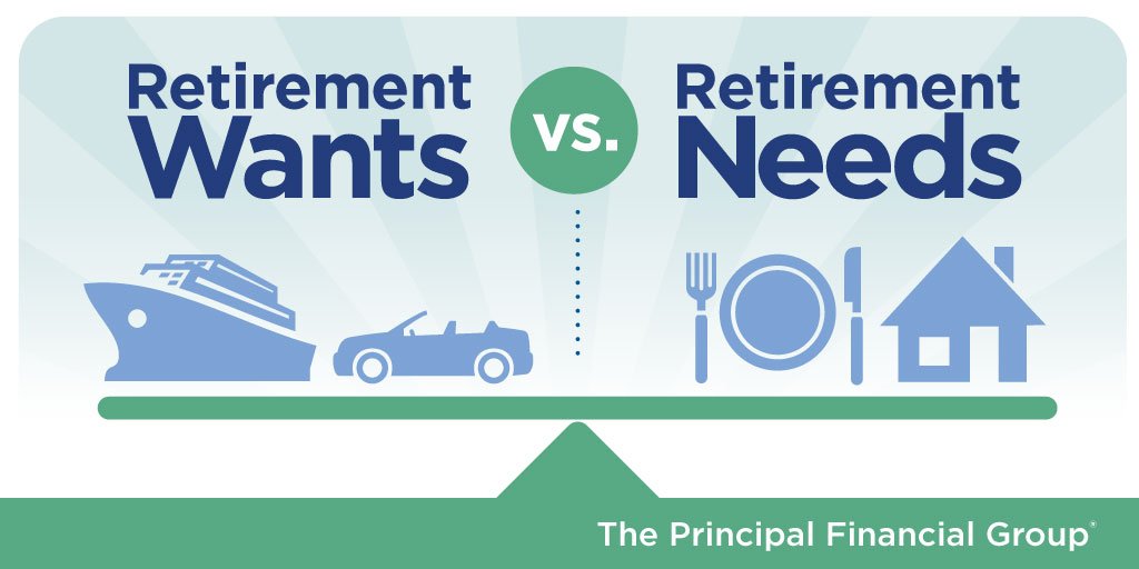 principal's tweet image. Having trouble separating your needs and wants when planning for retirement? bit.ly/wantsneeds